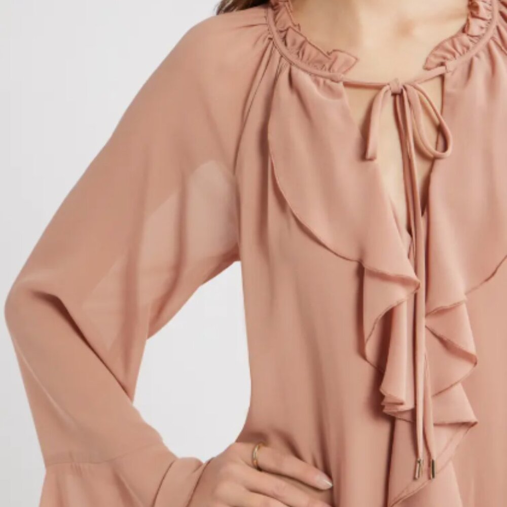Open Edit Ruffle Chiffon Shift Dress – Small (NWT) - Picture 2 of 14